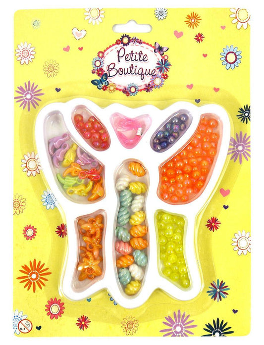 Girls Pretty Craft Beads Kit In Butterfly Tray Necklace Bracelets & Jewellery