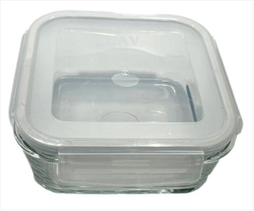 Glass Container With Plastic Lid Household Use Kitchen 1150cc