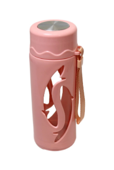 Glass / Plastic Water Bottle Flask with Strap 21 x 7 cm