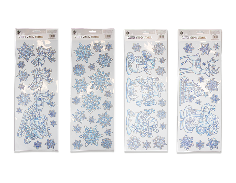 Glitter Christmas Window Stickers