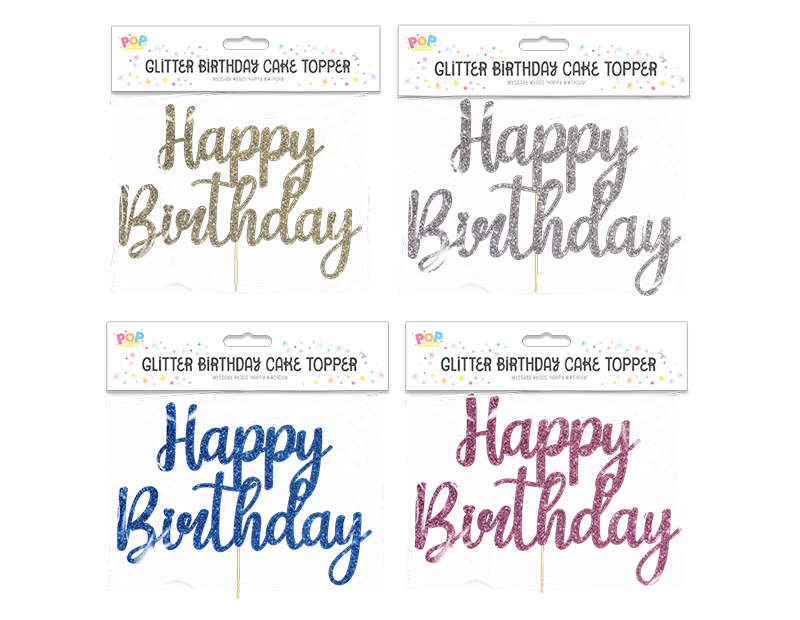 Glitter Happy Birthday Cake Topper