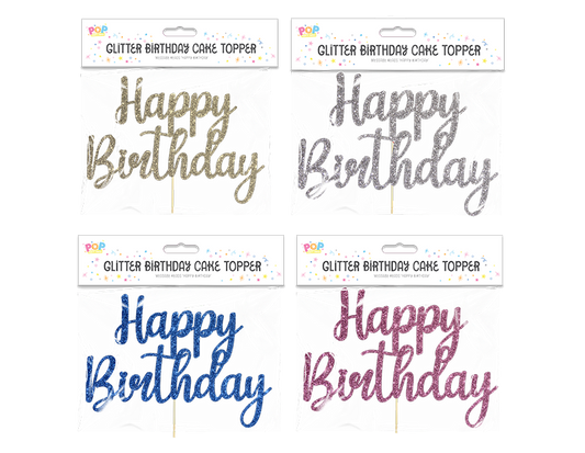 Glitter Happy Birthday Cake Topper
