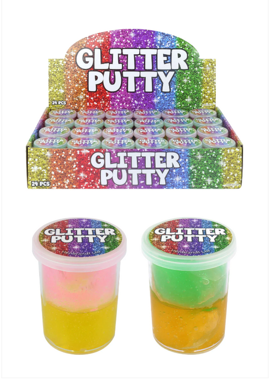Glitter Putty Crystal 2 Layer Stretchy Putty Childrens Fun Glitter Putty Pot x 1
