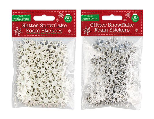 Glitter Snowflake Foam Stickers 50 Pack