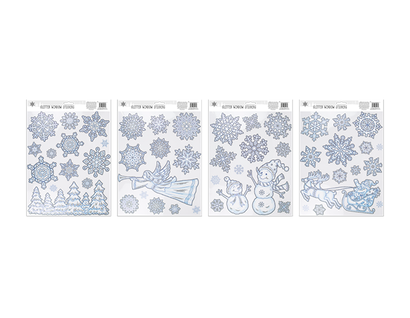 Glitter Snowflake Scene Window Stickers