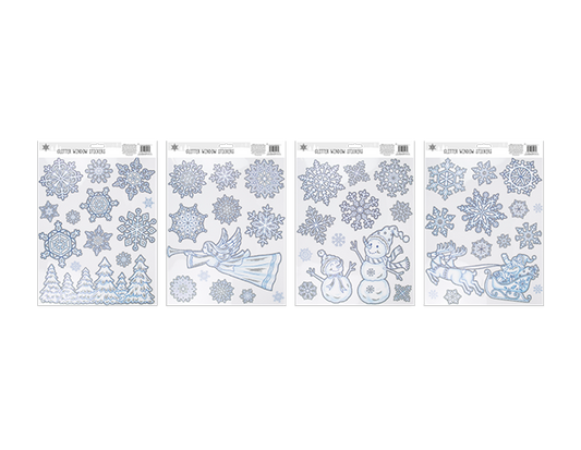 Glitter Snowflake Scene Window Stickers