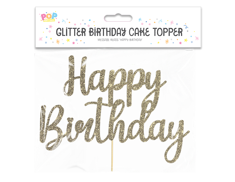 Glitter Happy Birthday Cake Topper