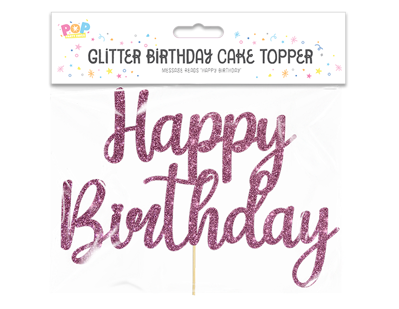 Glitter Happy Birthday Cake Topper