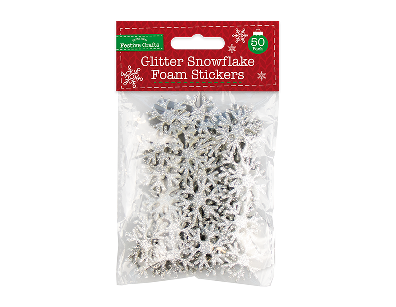 Glitter Snowflake Foam Stickers 50 Pack