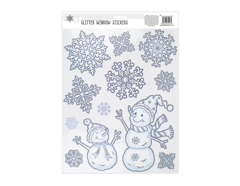 Glitter Snowflake Scene Window Stickers
