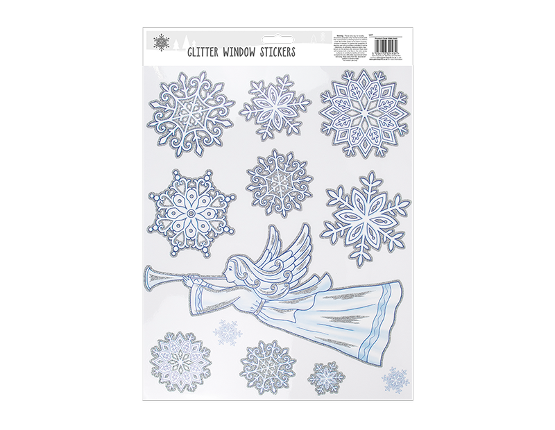 Glitter Snowflake Scene Window Stickers