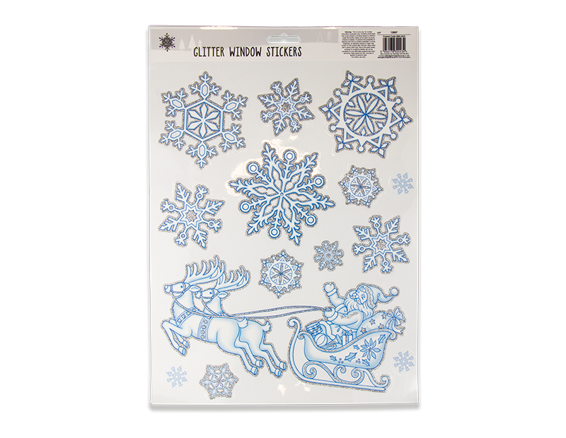 Glitter Snowflake Scene Window Stickers