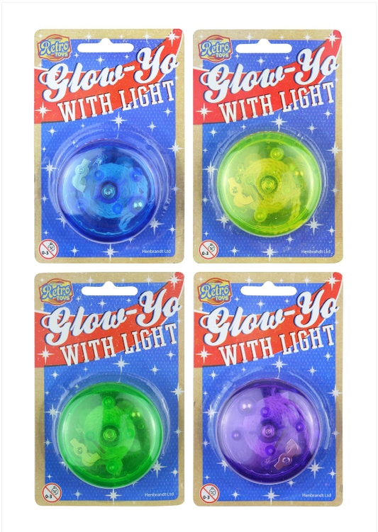 Glow YoYo Return Top With Flashing LED Glow Light 6 Assorted Colours 5.8cm