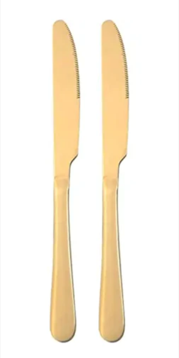 Gold Coloured Metal Butter Knife Pack of 2 22.5 cm