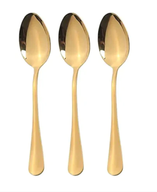 Gold Coloured Metal Spoons Pack of 3 20 cm