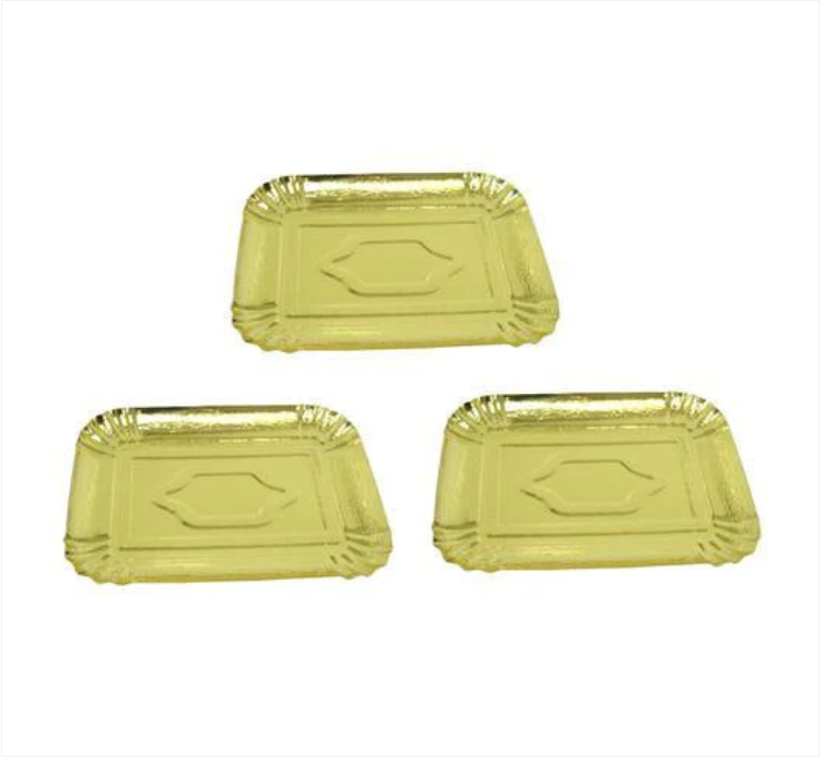 Gold Plated Paper Chrome Party Celebrations Disposable Plates 2 Pack Gold 28-X38