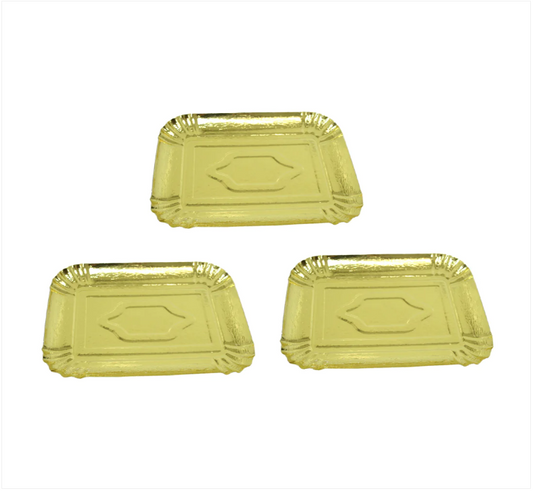 Gold Plated Paper Chrome Party Celebrations Disposable Plates 3 Pack Gold 24.5 x 19cm