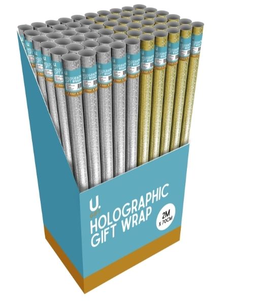 Gold & Silver Holographic Giftwrap 2m x 70cm