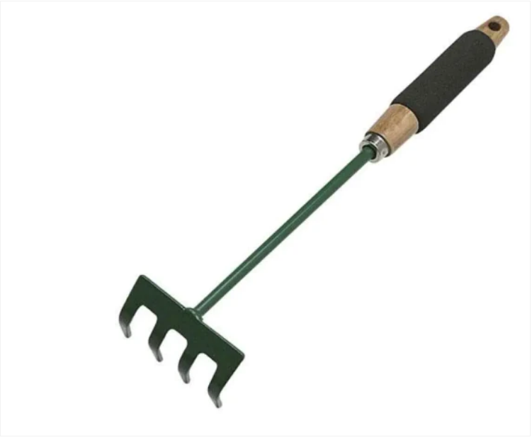 Green Metal Gardening Rake 30 cm