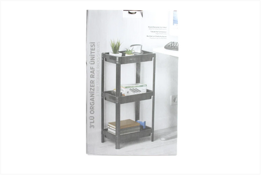 Grey 3 Tier Storage Racks/Shelves Organizer Ideal For Kitchen And Bathrooms 70x35.5cm 1215g