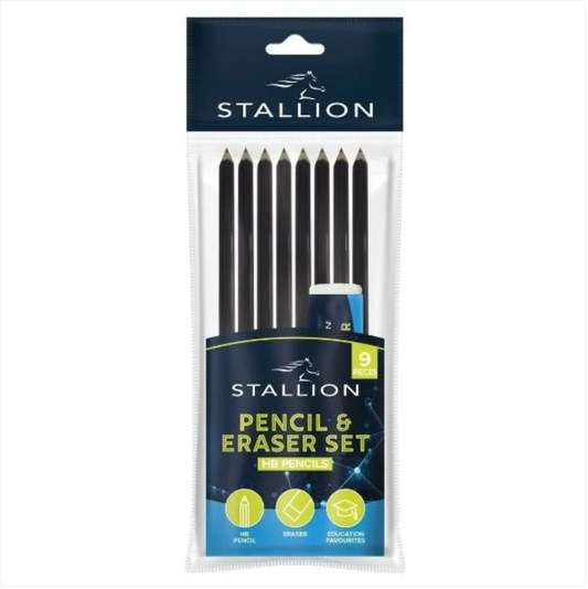 HB Pencil & Eraser 9 Pc Set 8 Pencils & Eraser