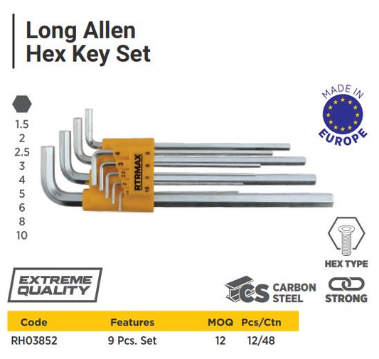 HEX ALLEN KEY LONG 9 SET RTRMAX