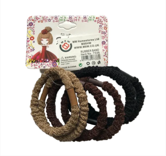 Hair Bobble Elastic Tie Pack of 6 Assorted Colours