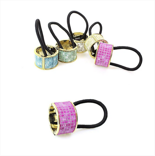 Hair Bobble Tie Band Rubber Band with Clip Assorted Designs and Colours