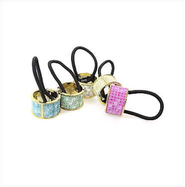 Hair Bobble Tie Band Rubber Band with Clip Assorted Designs and Colours