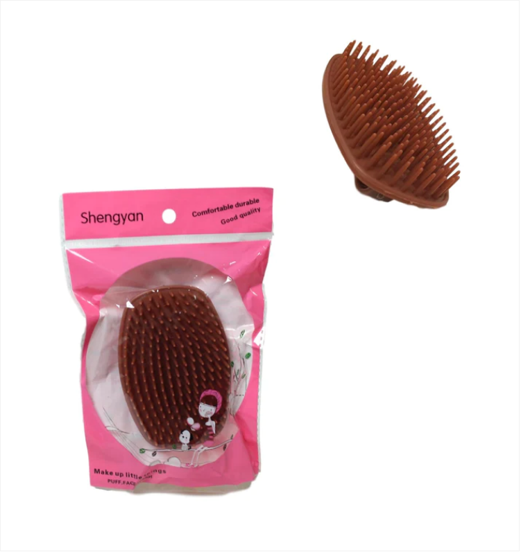 Hair Brush Plastic Comfortable Grooming Brown Hair Brush 10cm