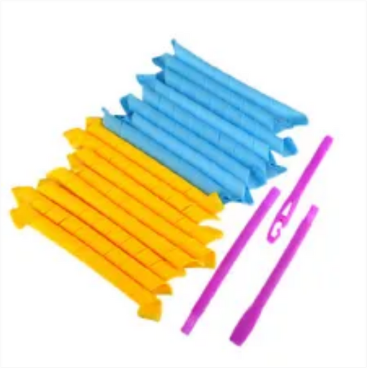 Hair Curlers Ringlets Rollers Spiral Hairband Tool Pack Of 18