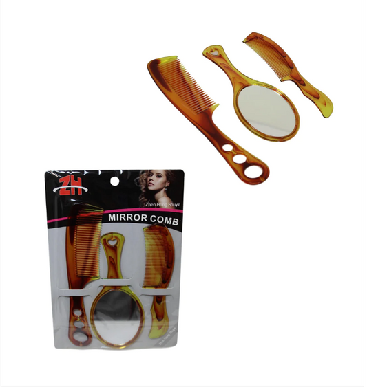 Hairdresser Barber Comb And Mirror Set Of 3