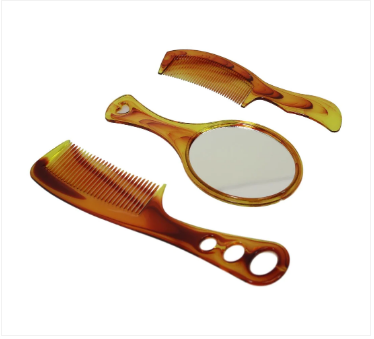 Hairdresser Barber Comb And Mirror Set Of 3