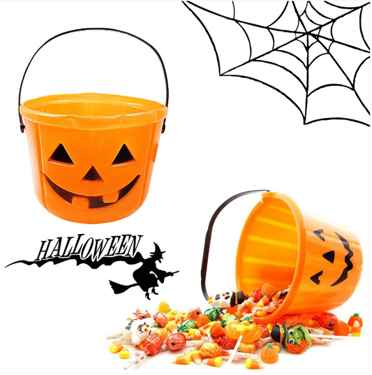 Halloween Children's Trick Or Treat Orange Bucket With Handle