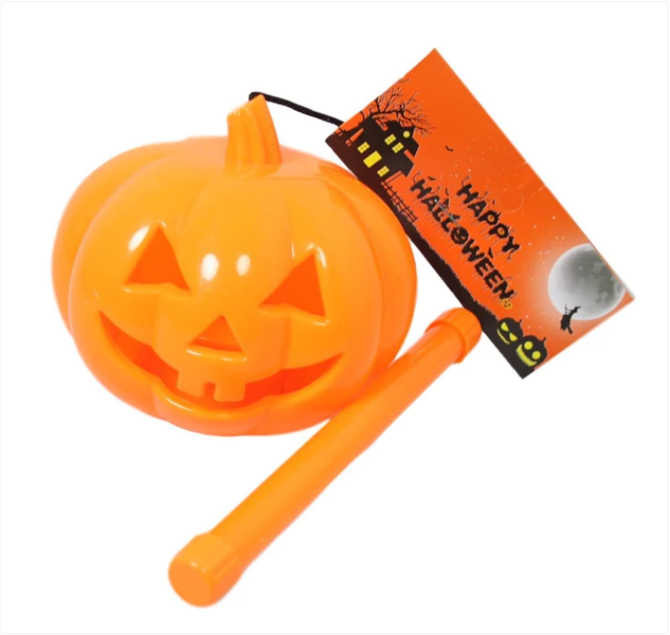 Halloween Light Up Pumpkin With Stick Festive Fun Trick Or Treat Pumpkin 13-15cm