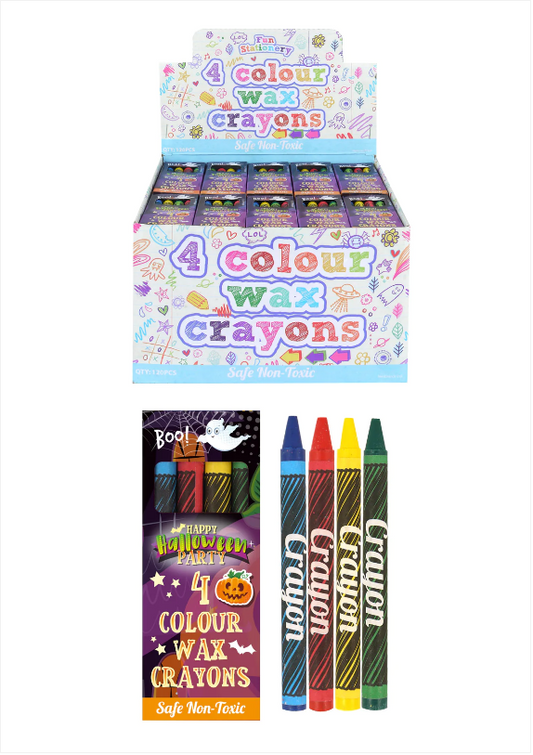Halloween Mini Wax Crayon Packs (4pcs) Party Favours and Prizes