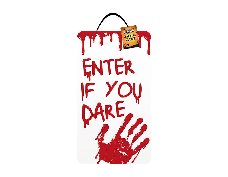 Halloween Warning Plaque 40x23cm
