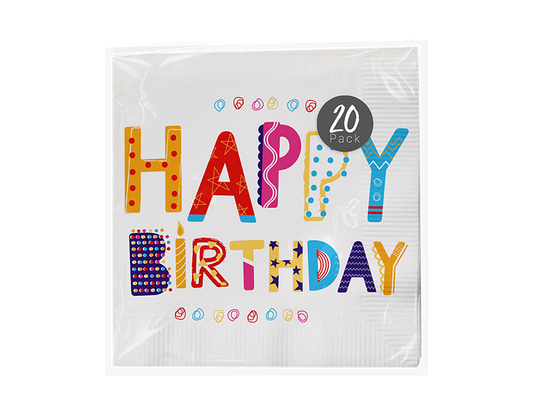 Happy Birthday Paper Napkins 20pk