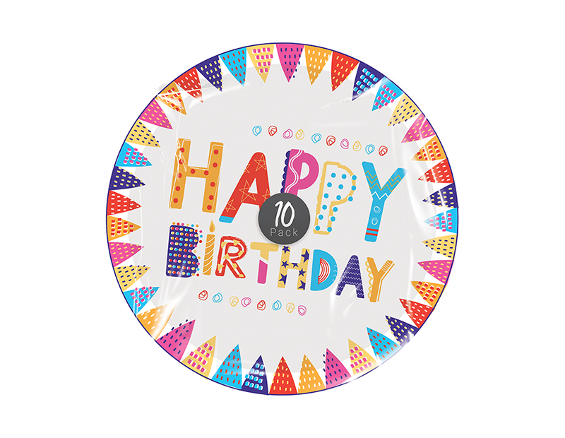 Happy Birthday Paper Plates 10pk