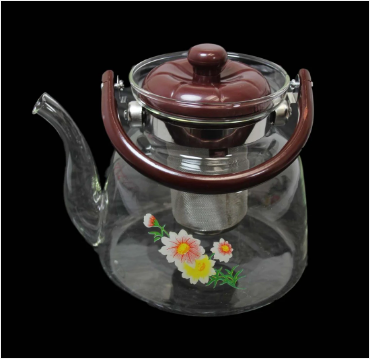 Heat Resistant Tea Coffee Glass Pot Bowl Plastic Handle 1400ML