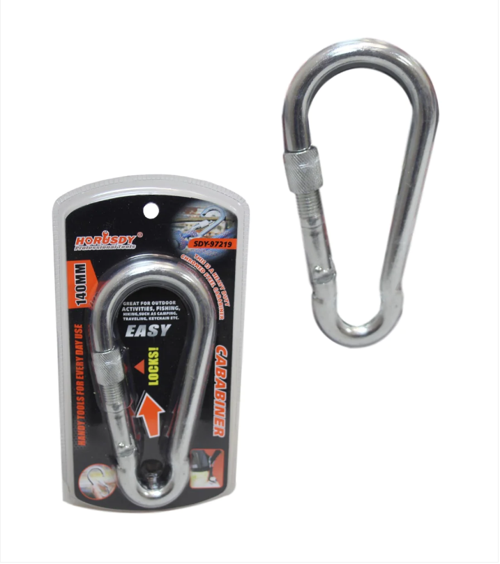 Heavy Duty Chromed Steel Carabiner Camping Fishing Hiking Keychain Hook 140mm