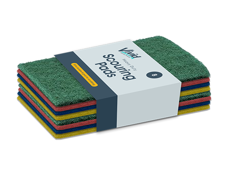 Heavy Duty Coloured Scouring Pads - 8 Pack