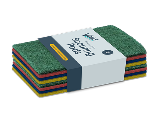 Heavy Duty Coloured Scouring Pads - 8 Pack