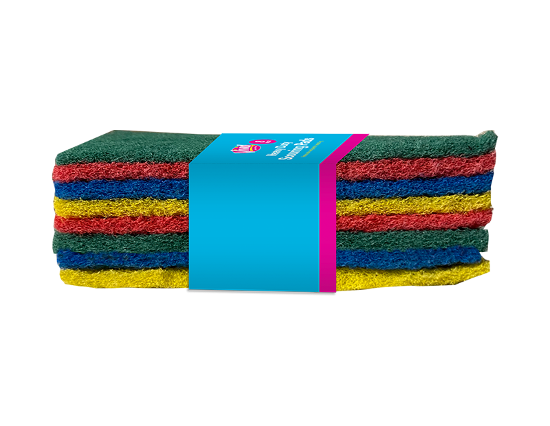 Heavy Duty Coloured Scouring Pads - 8 Pack