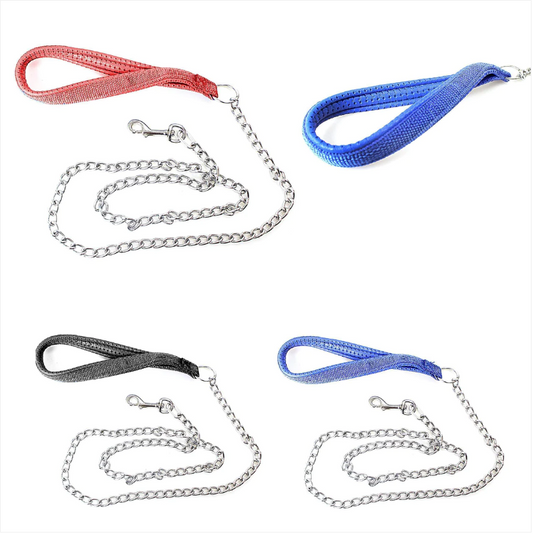 Heavy Duty Metal Dog Strap Chain Lead Assorted Colours