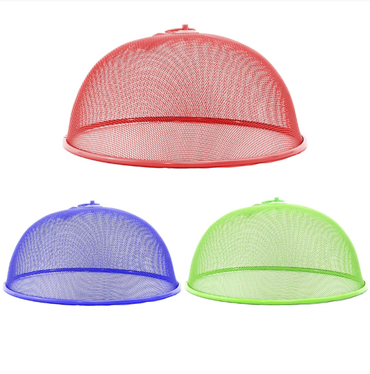 High Quality Plastic Mesh Dome Food Cover Assorted Colours 30cm