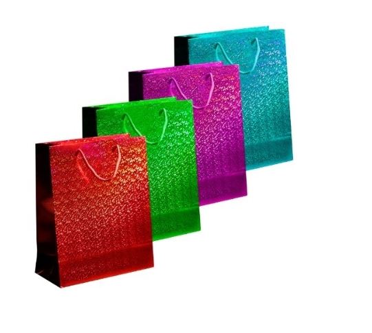 Holographic Bag Small - Red, Green, Blue & Pink 11.5x14.5x6