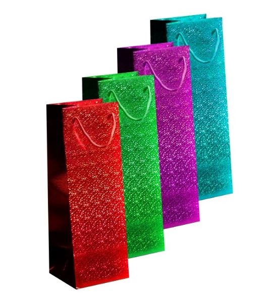 Holographic Bottle Bag - Red, Green, Blue & Pink 12x36x10cm