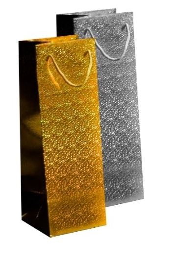 Holographic Bottle Bag, Gold & Silver, 12x36x10cm