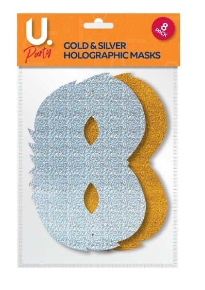Holographic Mask Gold & Silver 8pk
